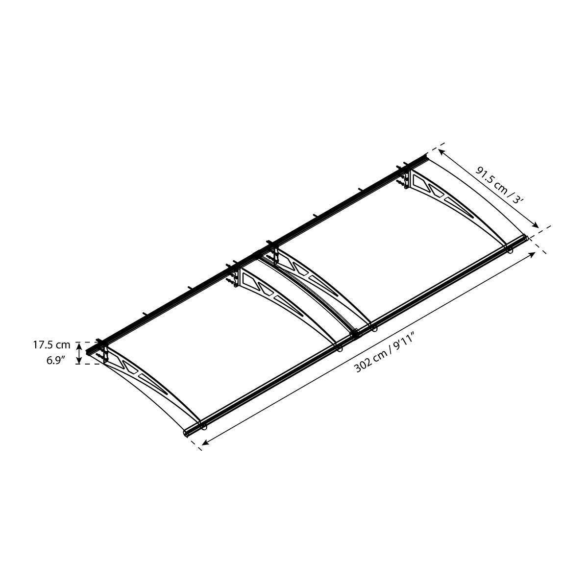 Marquesina para Puerta Canopy Altair 302x91,5 cm Gris oscuro-7