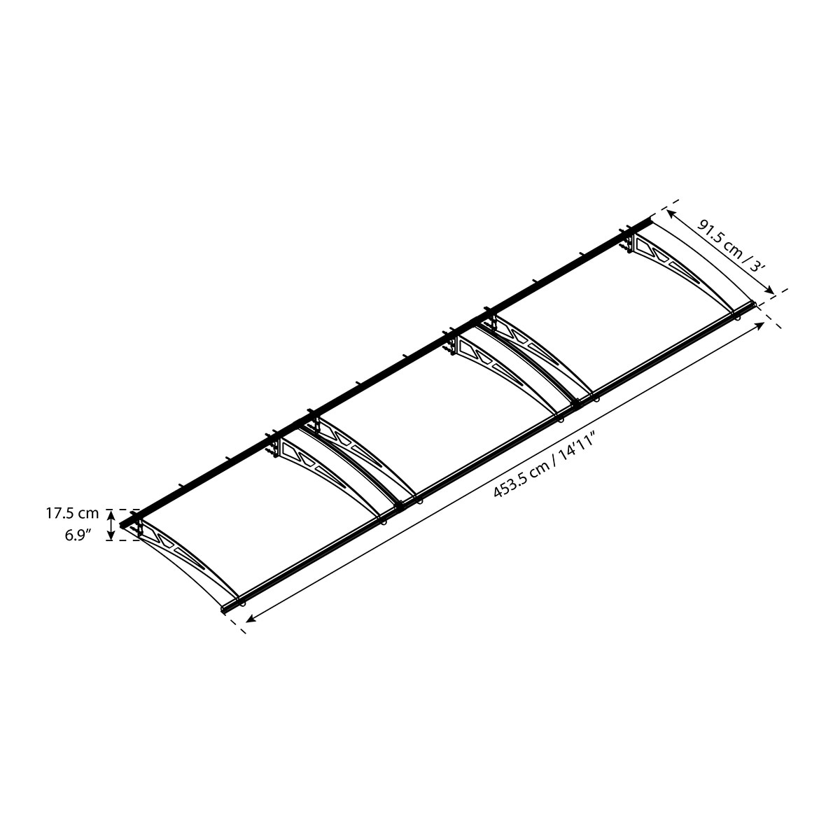 Marquesina para Puerta Canopy Altair 453,5x91,5 cm Gris oscuro-7