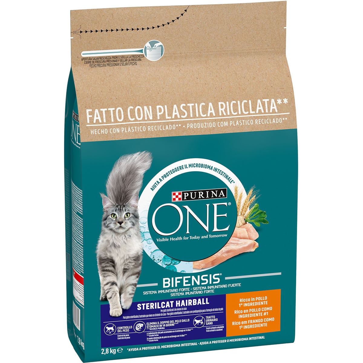 Sterilcat Hairball pienso para gatos adultos esterilizados con pollo y cereales integrales bolsa 2,8 kg
