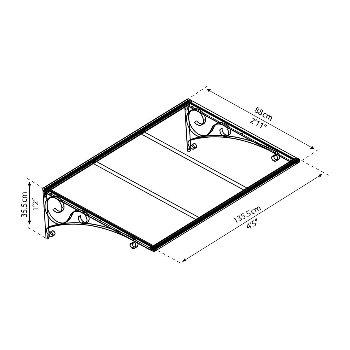 Marquesina para Puerta Venus 135,5x88 cm Gris oscuro-7