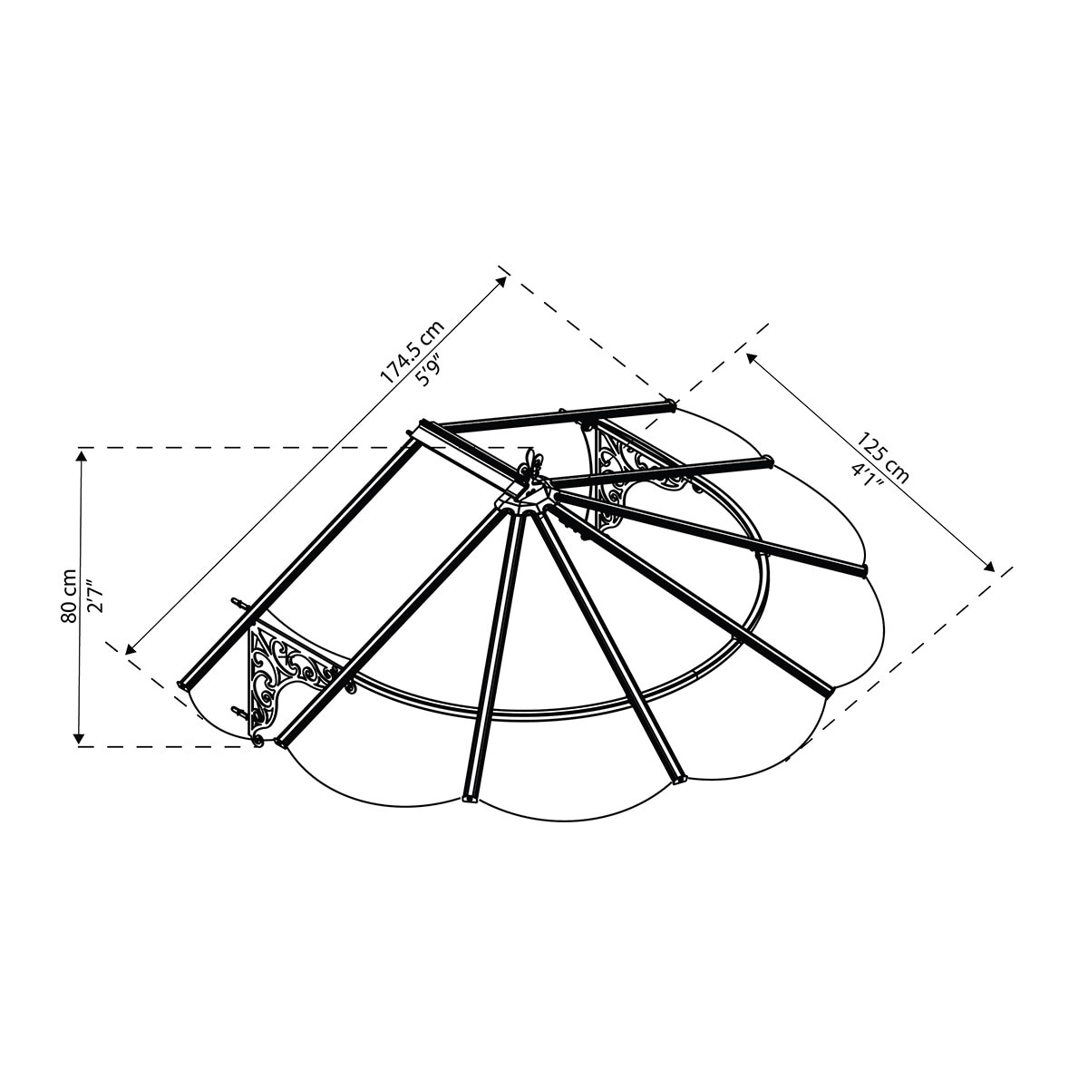 Marquesina para Puerta Iris 174,5x125 cm Negro-7