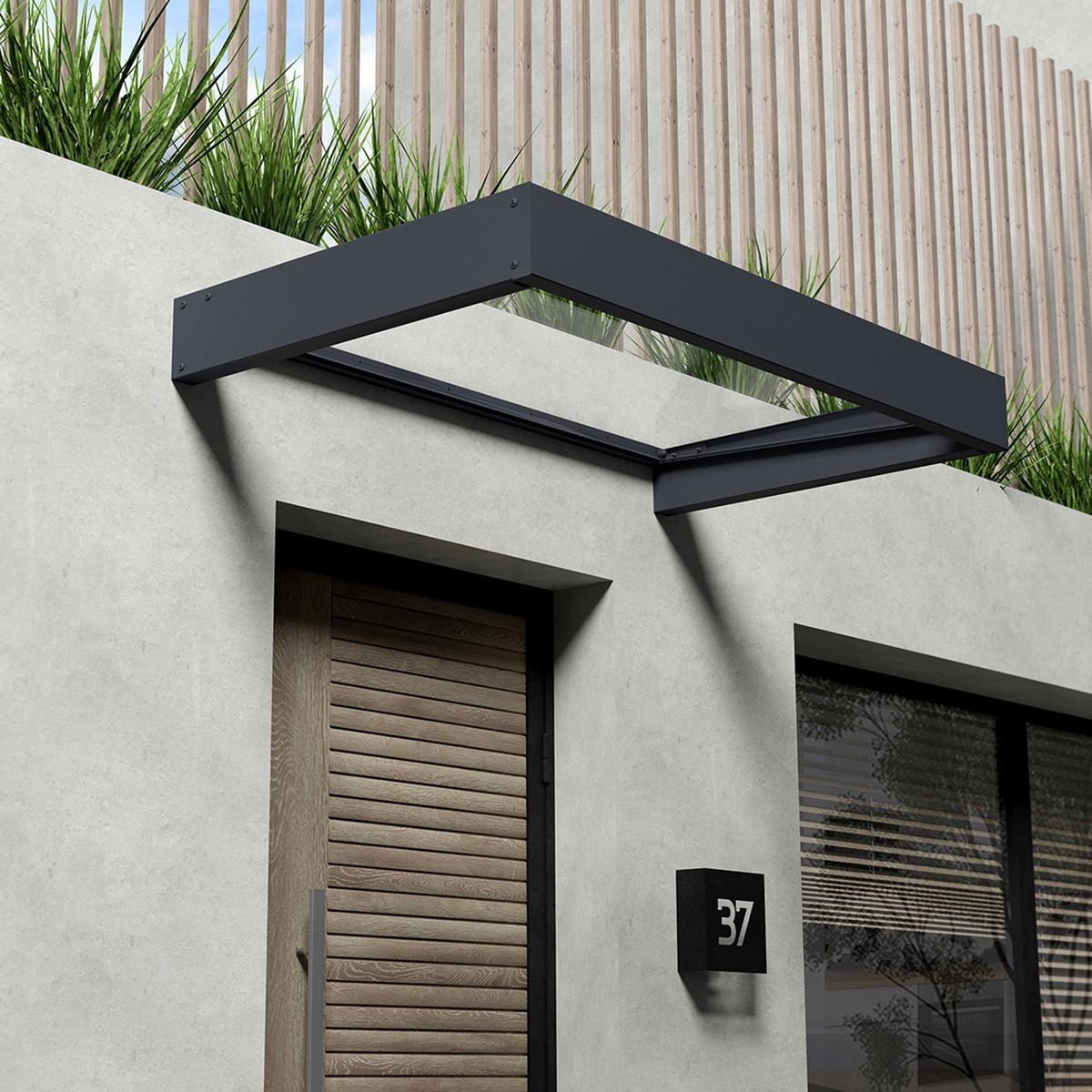 Marquesina para Puerta Canopy Sophia 160x95 cm Gris oscuro-2