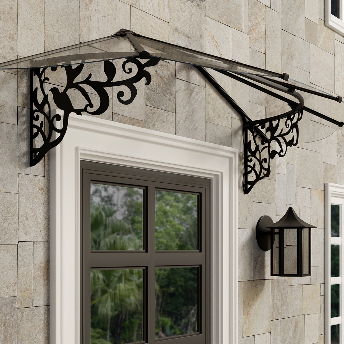 Marquesina para Puerta Lily XL 217x88 cm Negro-3