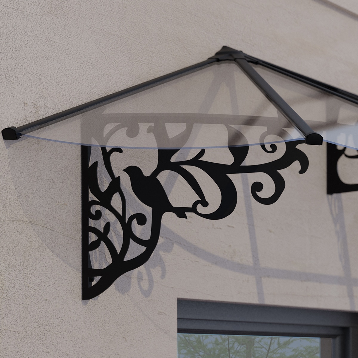 Marquesina para Puerta Lily XL 268x88 cm Negro-4