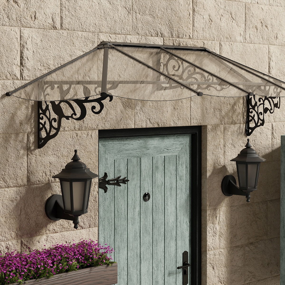 Marquesina para Puerta Lily XL 268x88 cm Negro-3