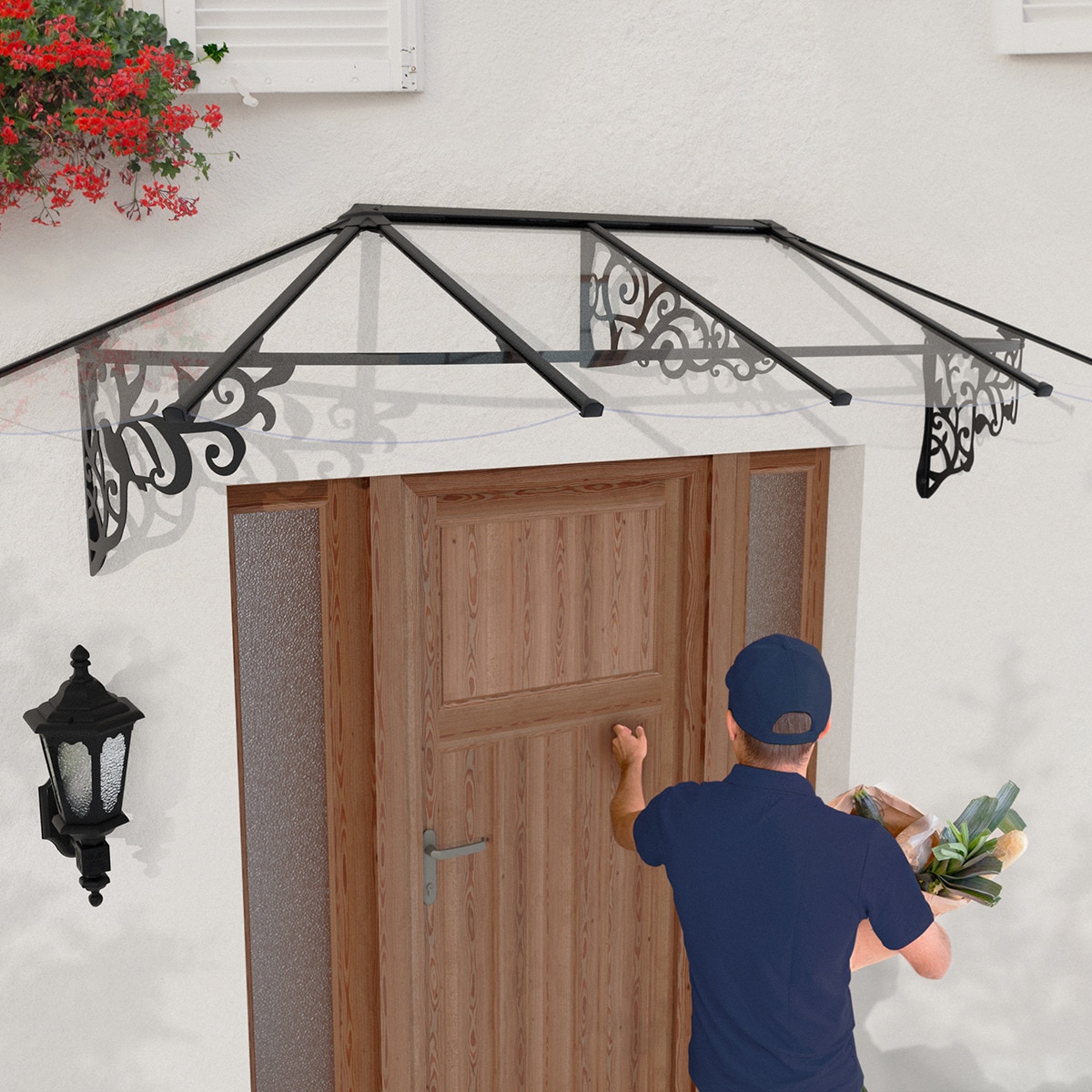 Marquesina para Puerta Lily XL 268x88 cm Negro-2