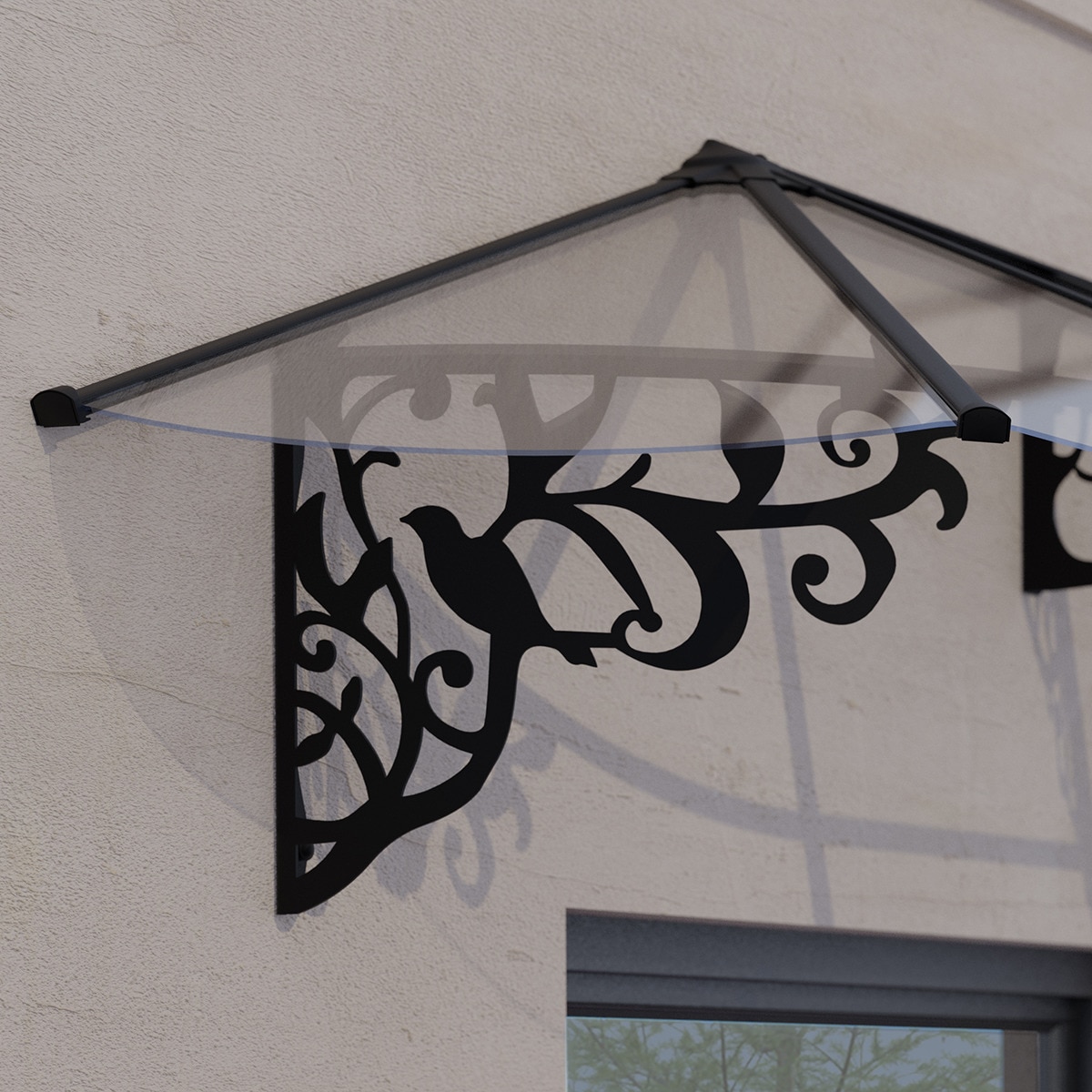 Marquesina para Puerta Lily XL 319x88 cm Negro-4