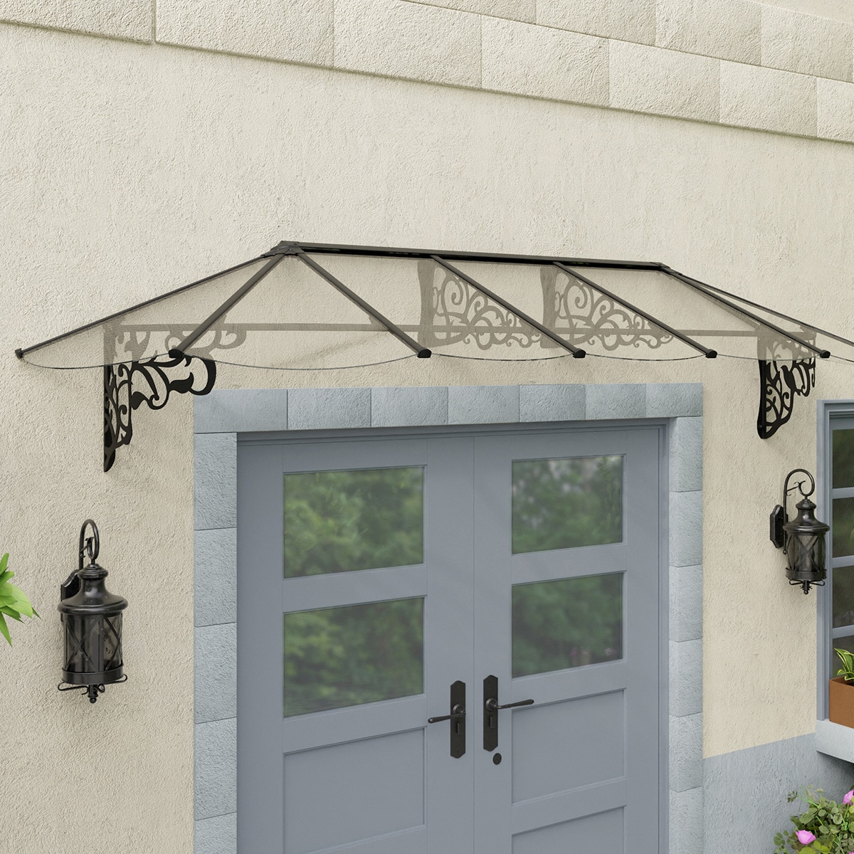 Marquesina para Puerta Lily XL 319x88 cm Negro-3
