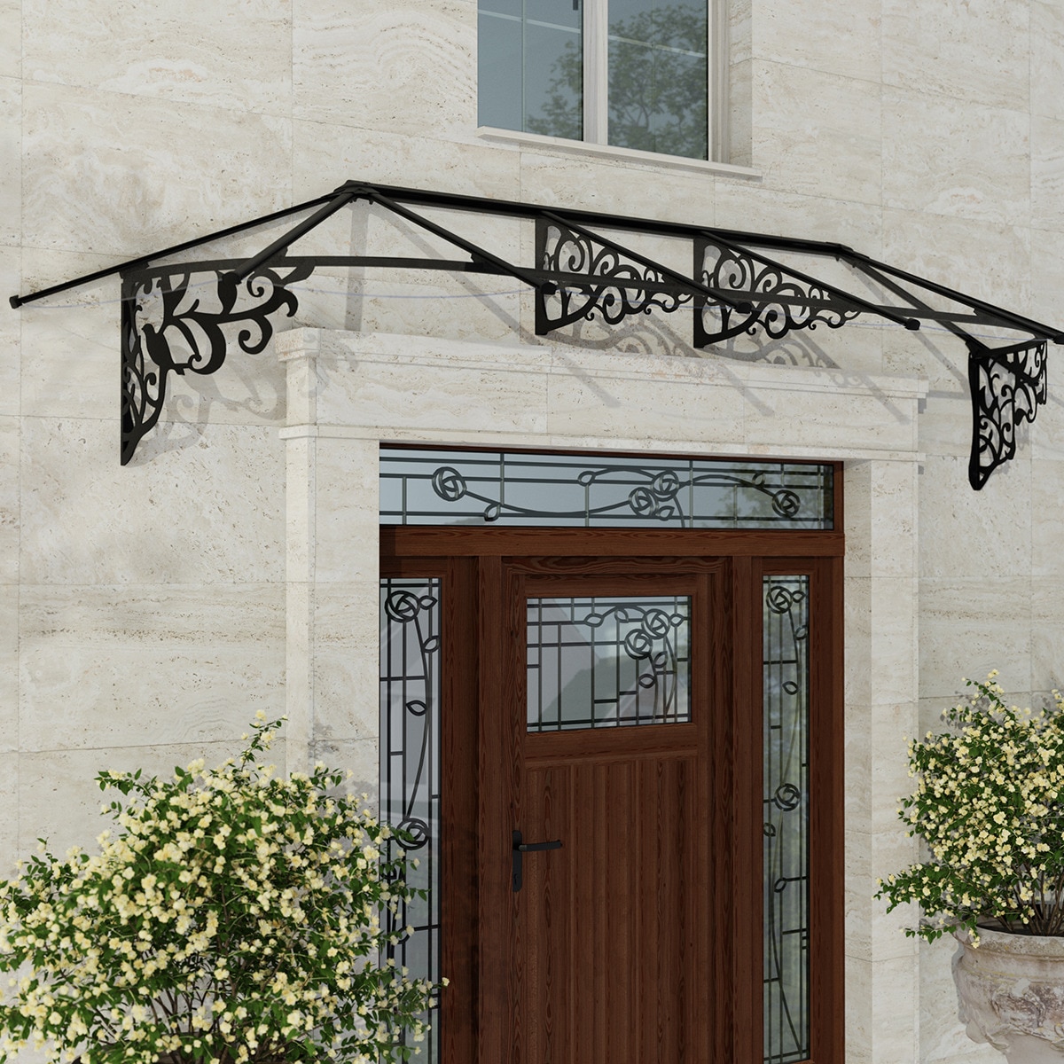 Marquesina para Puerta Lily XL 319x88 cm Negro-2