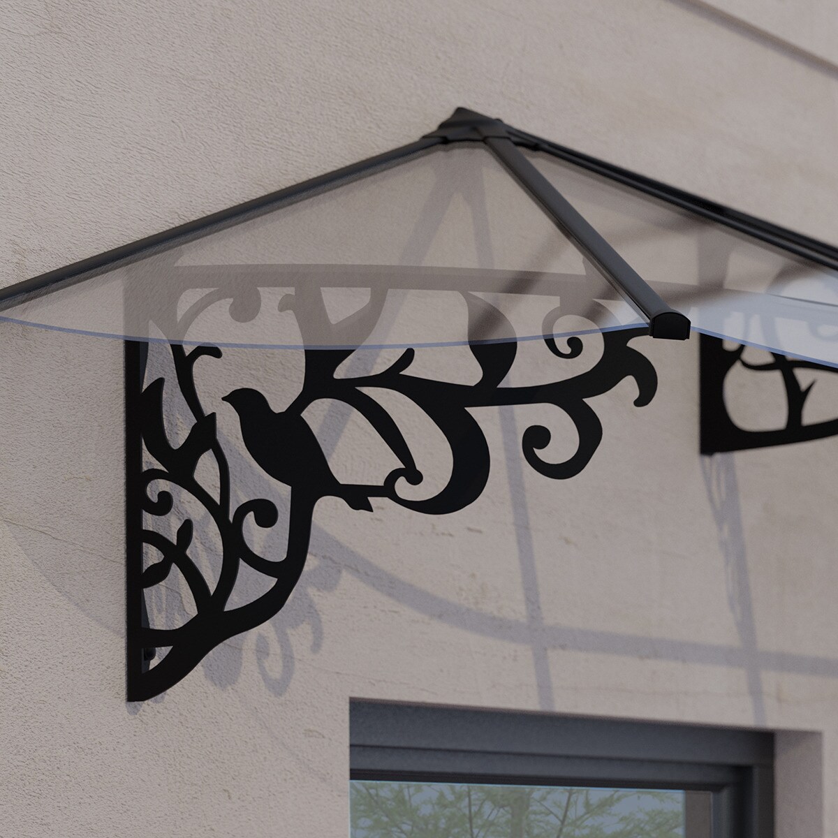 Marquesina para Puerta Lily XL 370x88 cm Negro-4