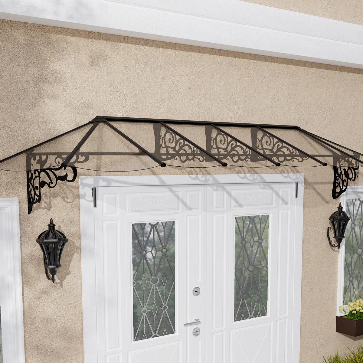 Marquesina para Puerta Lily XL 370x88 cm Negro-3