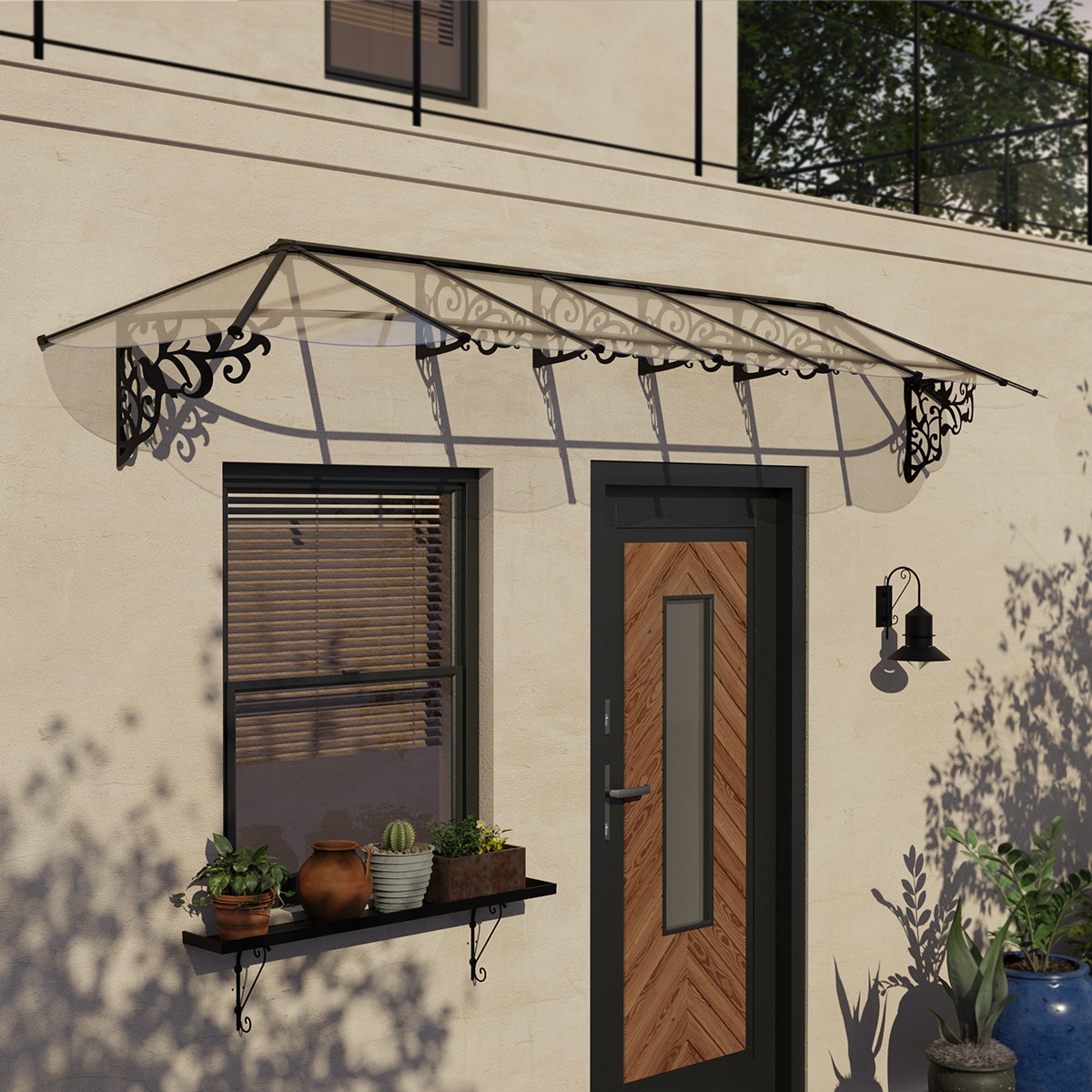 Marquesina para Puerta Lily XL 421x88 cm Negro-2