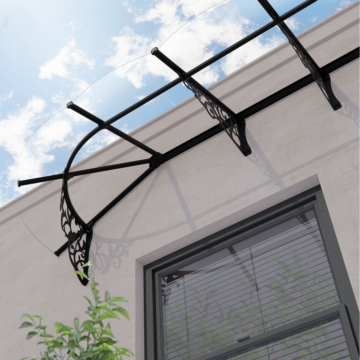 Marquesina para Puerta Lily XL 473x88 cm Negro-3
