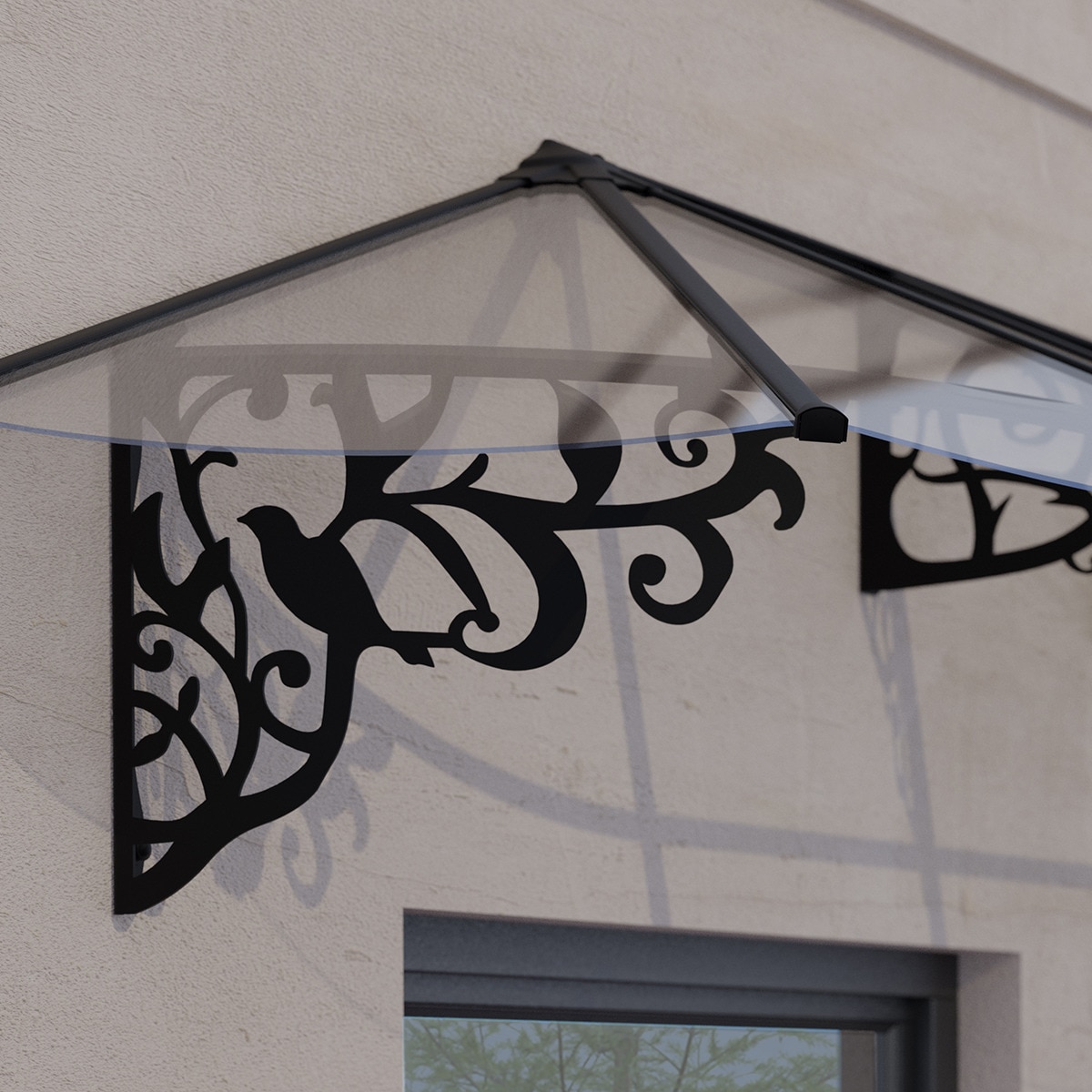 Marquesina para Puerta Lily XL 473x88 cm Negro-2