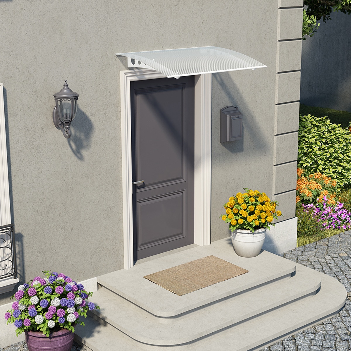 Marquesina para Puerta Canopy Lyra 135,5x90,5 cm Blanco-3