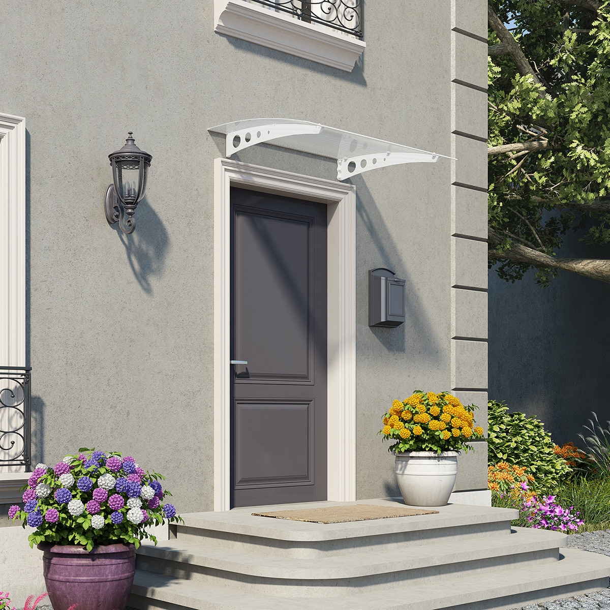 Marquesina para Puerta Canopy Lyra 135,5x90,5 cm Blanco-2