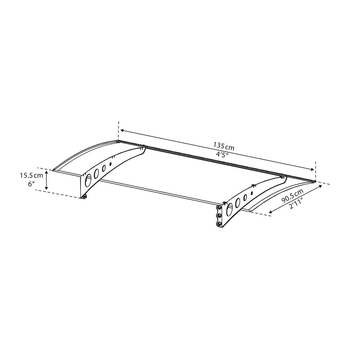 Marquesina para Puerta Canopy Lyra 135,5x90,5 cm Blanco-6