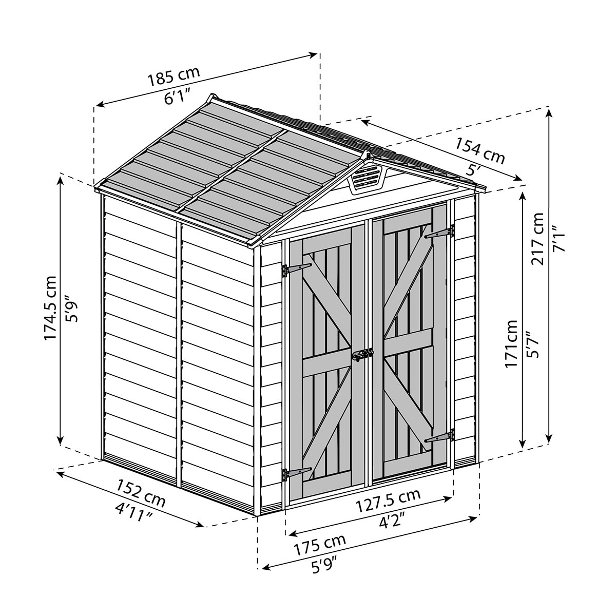 Caseta policarbonato+aluminio Skylight 185 x 154 cm Gris-8