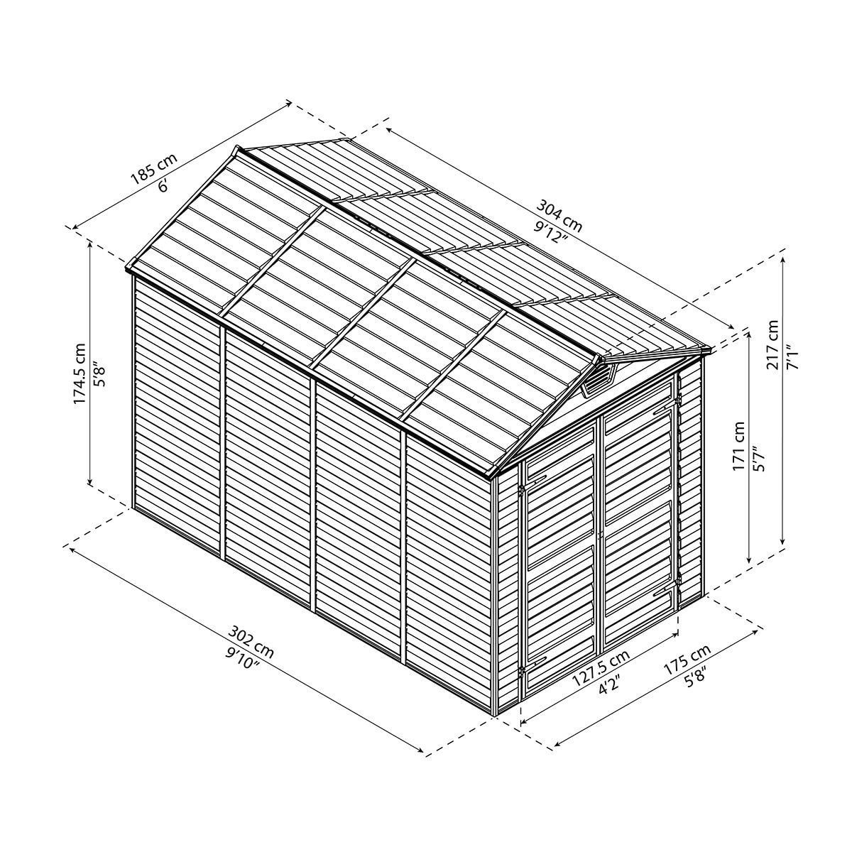 Caseta policarbonato+aluminio Skylight 185 x 304 cm Gris-8