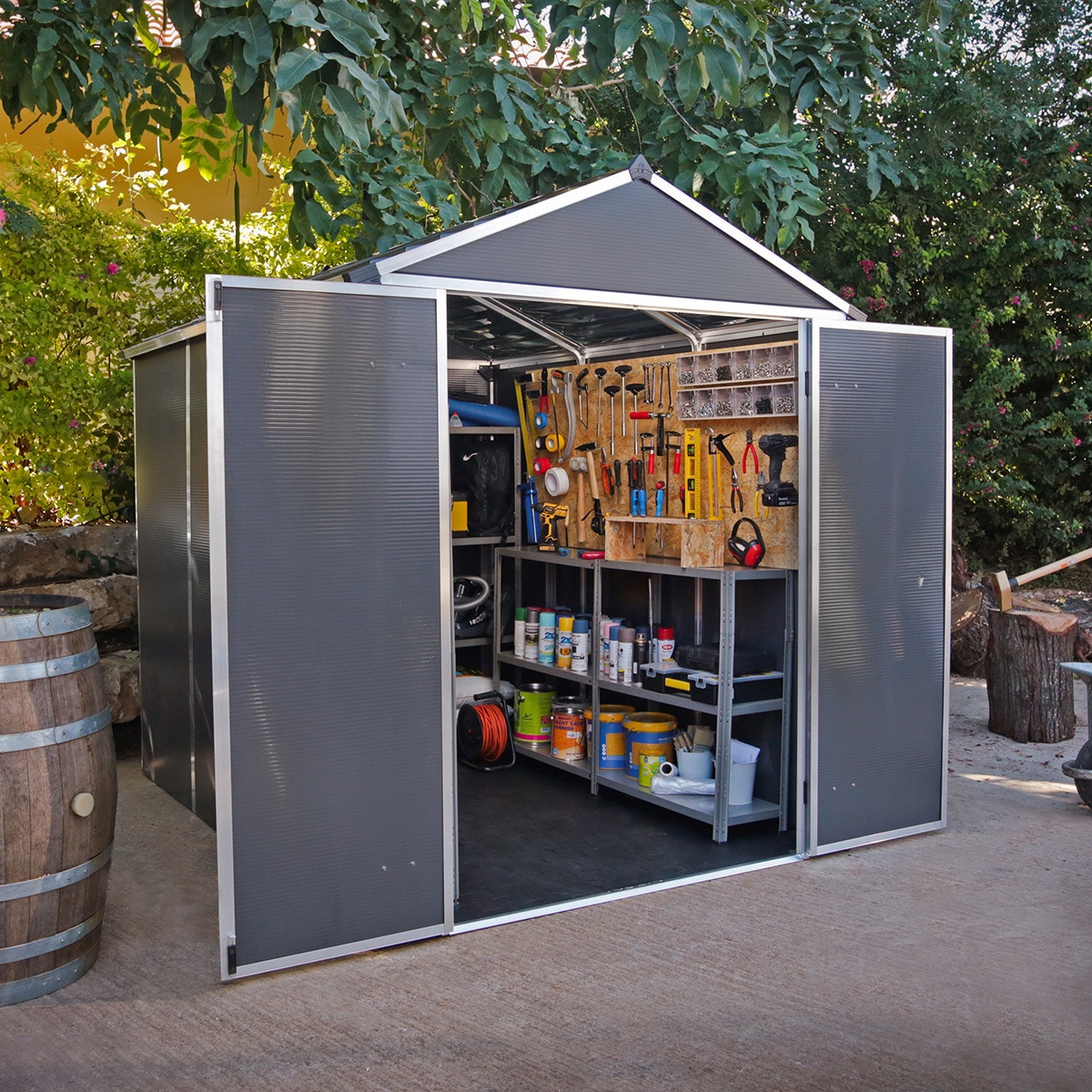 Caseta policarbonato+aluminio Rubicón 185 x 229 cm Gris oscuro-4