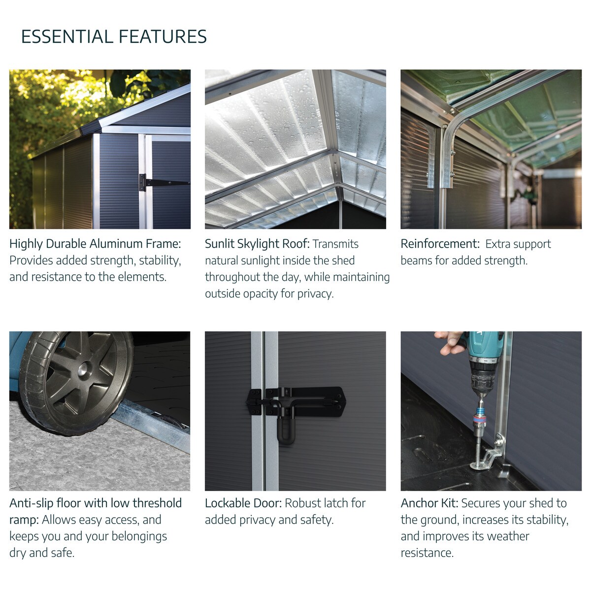 Caseta policarbonato+aluminio Rubicón 185 x 304 cm Gris oscuro-11