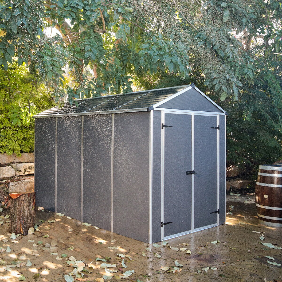 Caseta policarbonato+aluminio Rubicón 185 x 304 cm Gris oscuro-2