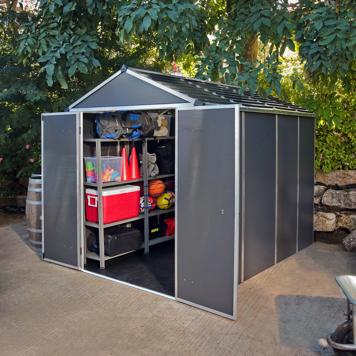 Caseta policarbonato+aluminio Rubicón 185 x 304 cm Gris oscuro-3