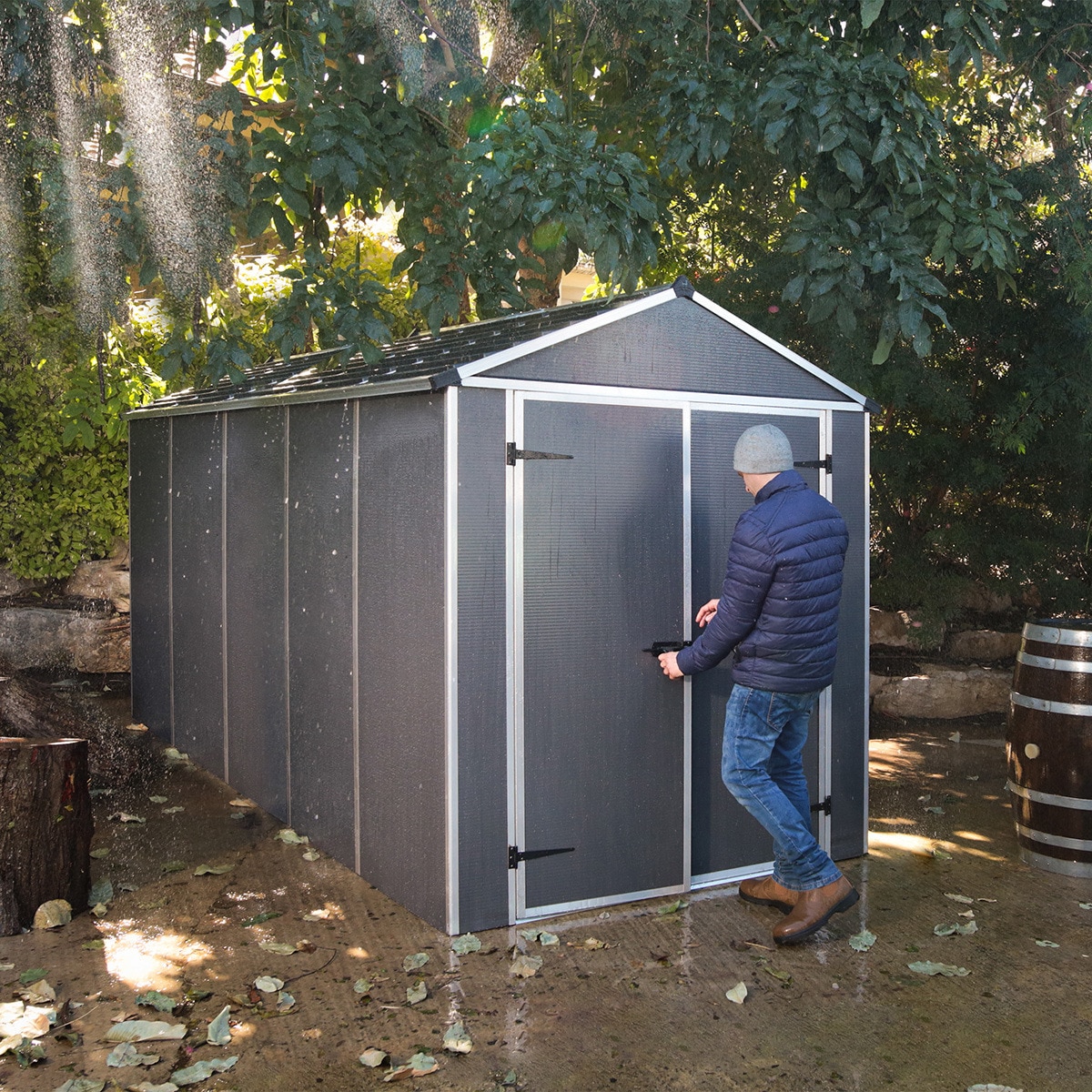 Caseta policarbonato+aluminio Rubicón 185 x 379 cm Gris oscuro-2