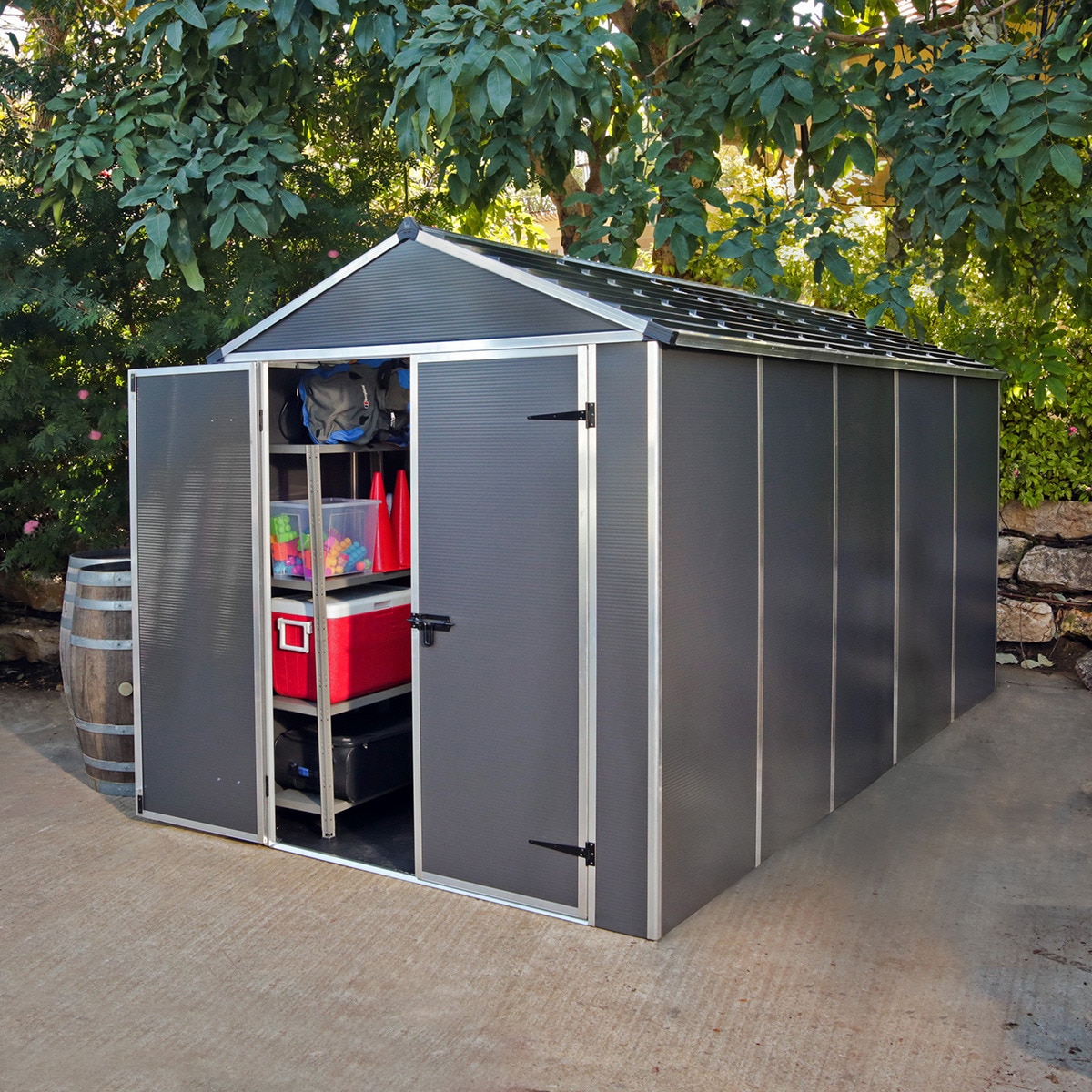 Caseta policarbonato+aluminio Rubicón 185 x 379 cm Gris oscuro-3