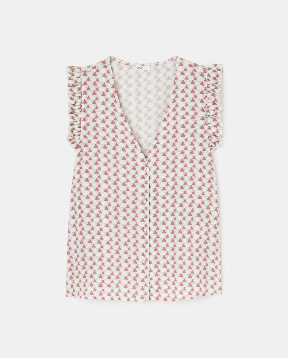 Blusa sin mangas estampado étnico blanco Crudo-4