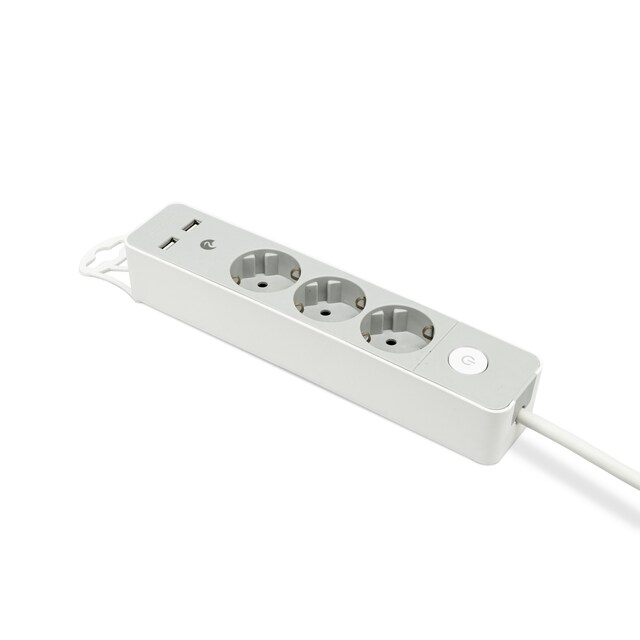 Imagen 0 de Regleta 5 Tomas Schuko con Enchufe Plano Design 1,4 m + 2 USB + Interruptor