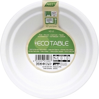 cuenco blanco compostable 40cl bolsa 12 unidades - Gabbiano