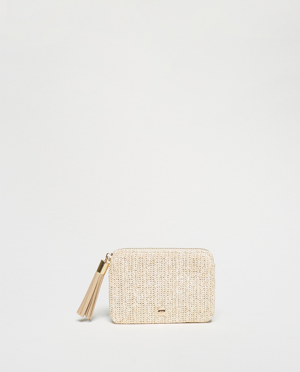 Portemonnaie zippé raphia