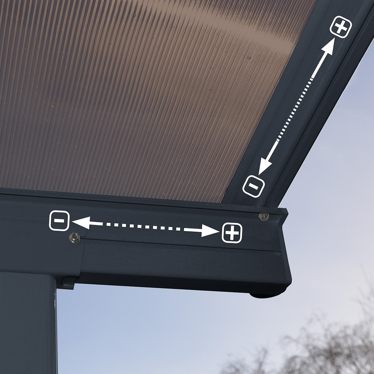 Pérgola Adosada Aluminio Capri 299 x 484 cm Gris oscuro-4