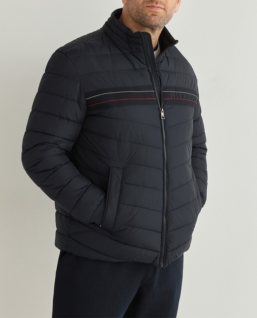 Imagen 0 de Plumífero de hombre guateado azul marino con logo en pecho tallas grandes