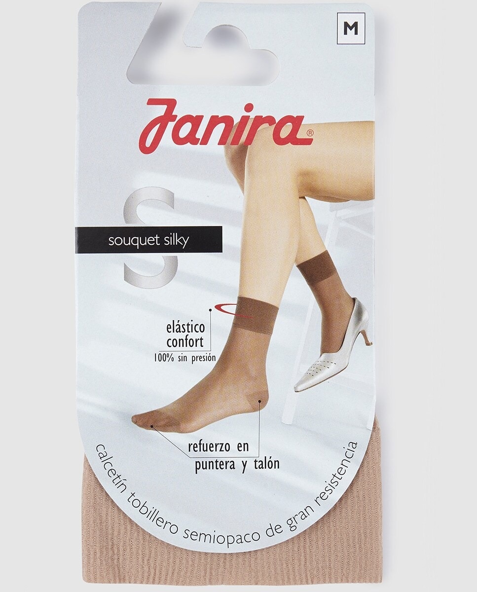 Meias pelo tornozelo de mulher Janira em preto Branco-marfim-1