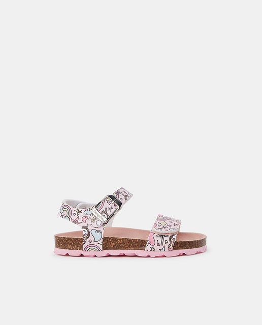 Imagen 0 de Sandalias de niña en color rosa con estampado de unicornios