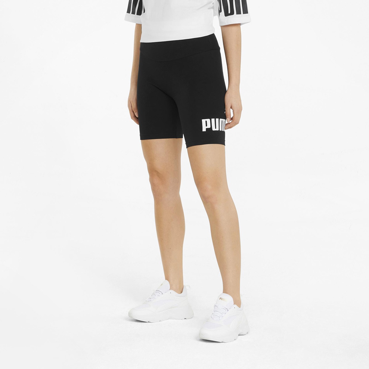 Calções de mulher ESS Logo Puma Preto-3