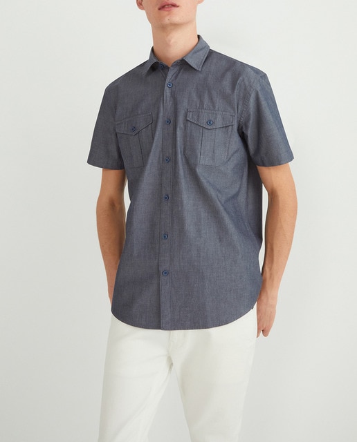 Imagen 0 de Camisa de hombre regular fit tejido chambray algodón