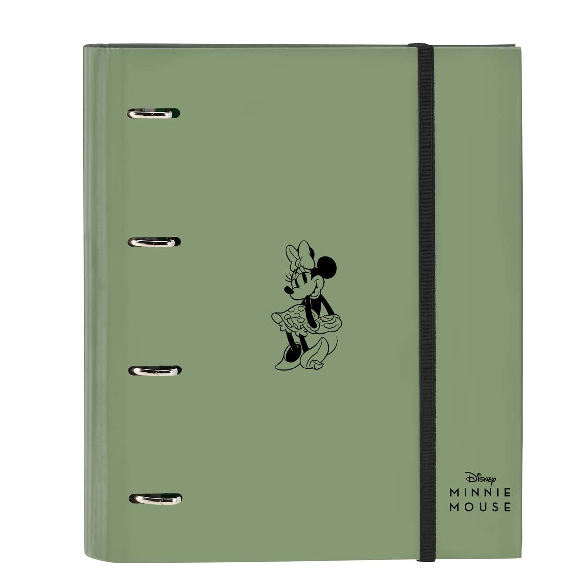 Imagen 0 de Carpeta 4 anillas de 35mm con recambio A4 100 hojas con goma y 5 separadores Minnie Safta verde militar