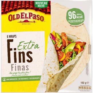 tortillas wraps extra finas 6 unidades caja 192 g - Old El Paso