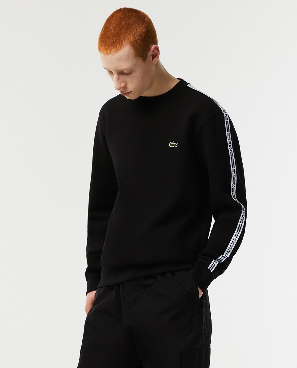 Sweat classic fit en flanelle avec rayure et logo