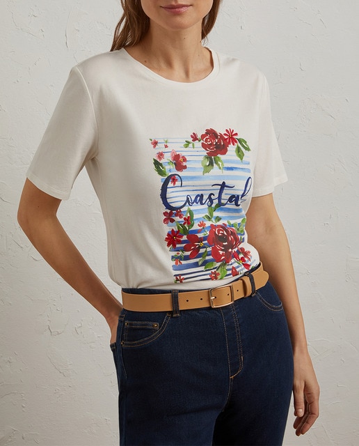 Imagen 0 de Camiseta de mujer de manga corta con estampado posicional