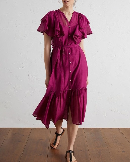 Imagen 0 de Vestido midi con un toque de seda