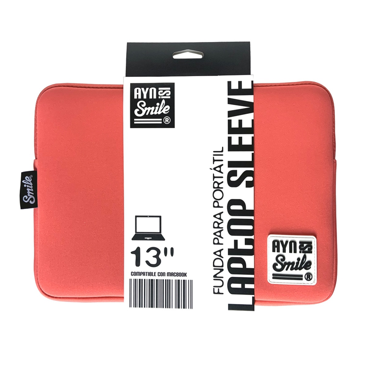Funda Sleeve de neopreno Smile Living Coral rosa para portátiles hasta 13,3" Coral-6