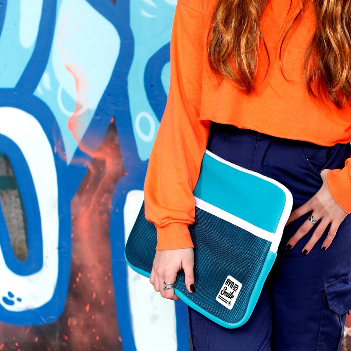 Funda Sleeve de neopreno Smile Fitness azul para portátiles hasta 14" Azul-6