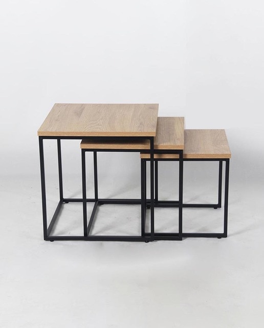 Imagen 0 de Mesita auxiliar set 3 metal mdf