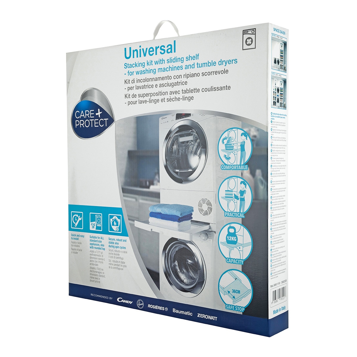 Accesorio Care + Protect WSK1110U, kit unión universal lavadoras secadoras Blanco-7