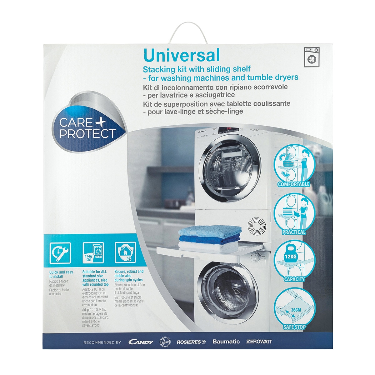 Accesorio Care + Protect WSK1110U, kit unión universal lavadoras secadoras Blanco-5
