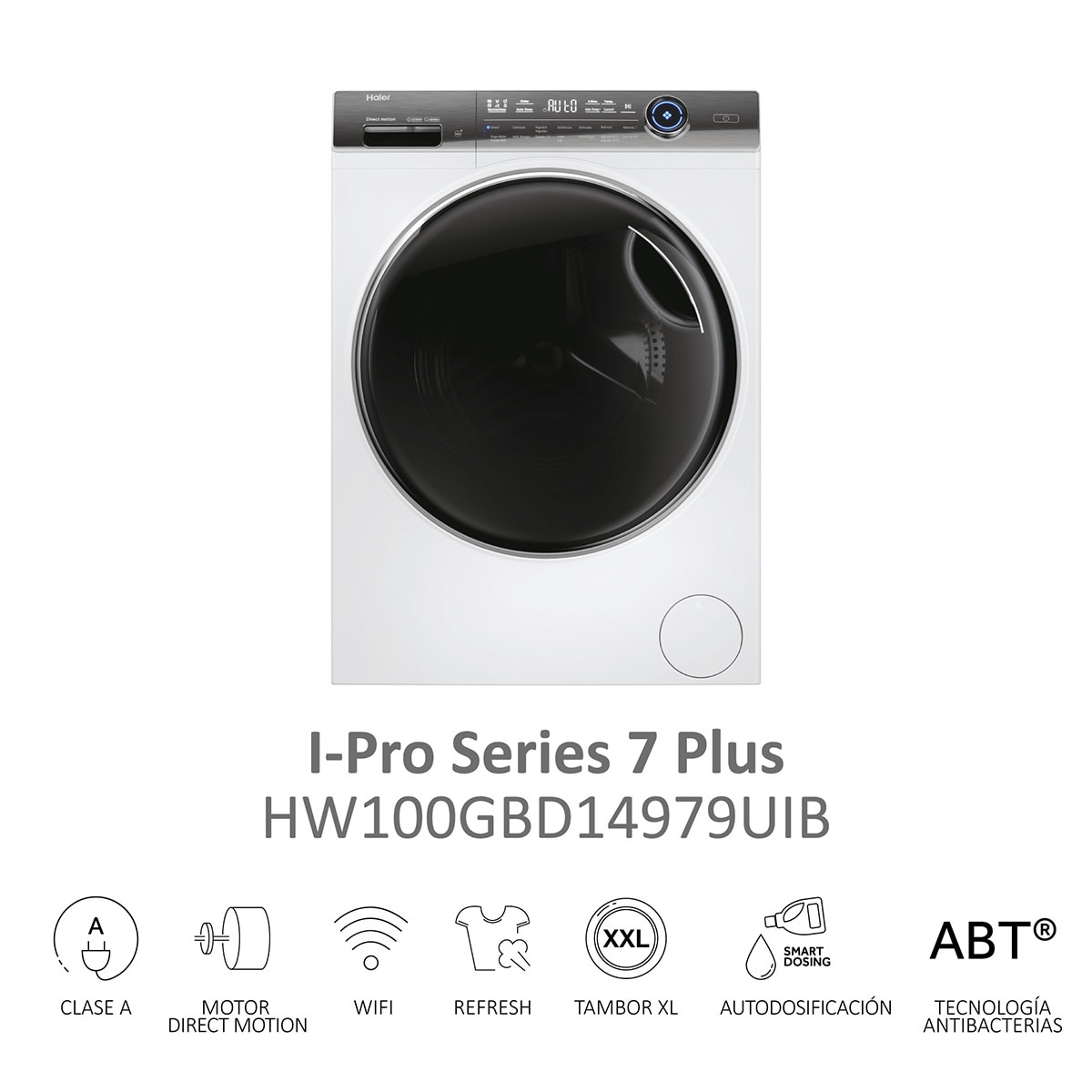 Lavadora Haier 10 kg / 1.400 rpm, Autodosificación,  I-Pro Series 7 Plus - HW100GBD14979UIB Blanco-6